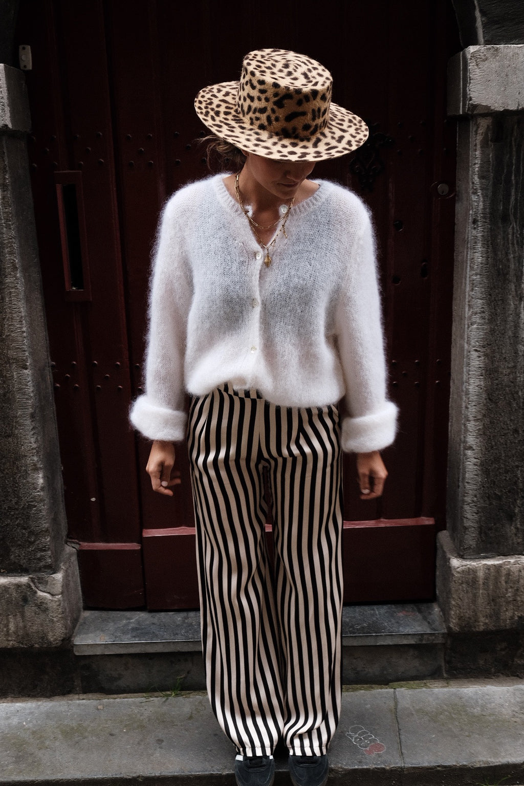 LOU - kidmohair vest wit/ecru