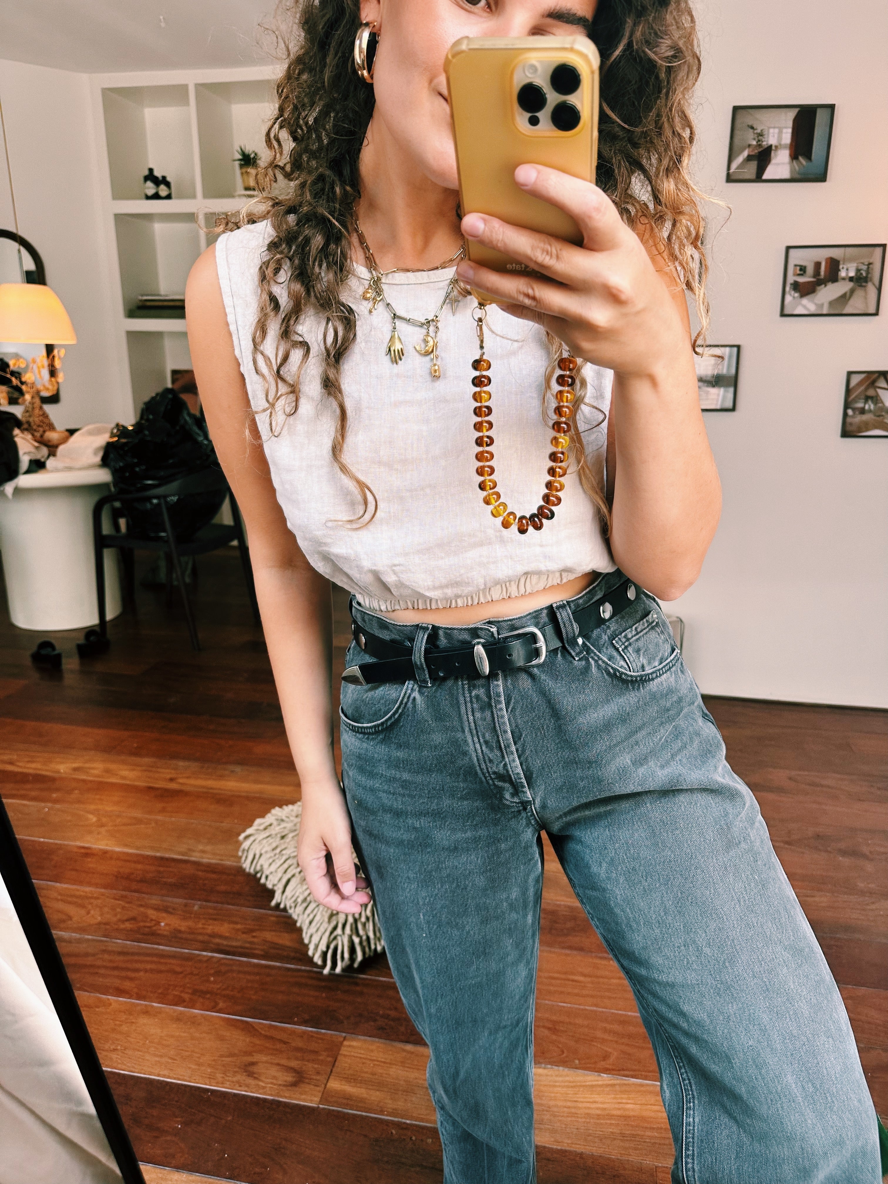 LILY - linnen croptop beige
