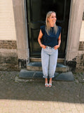NOL - top met schoudervulling donkerblauw