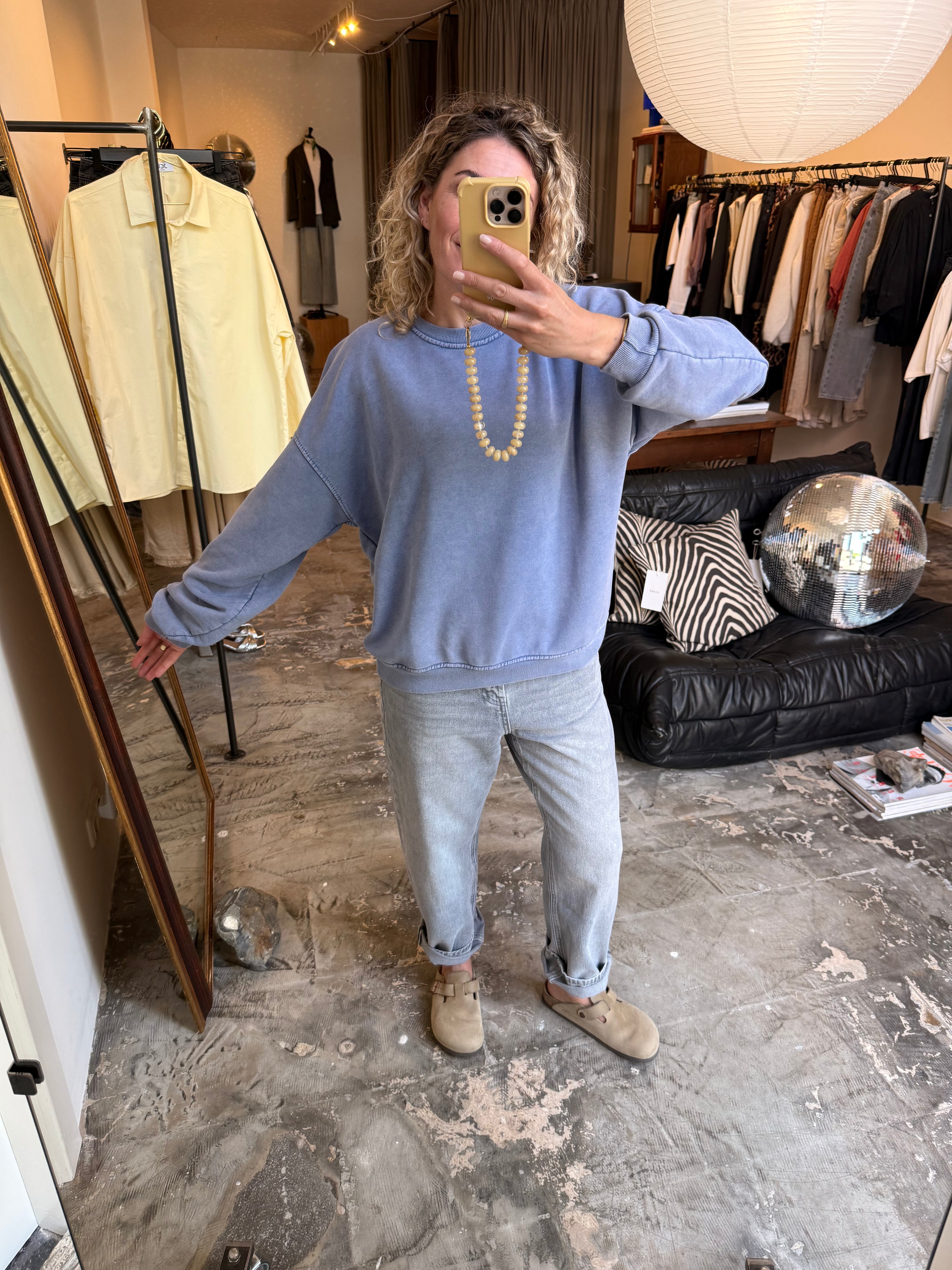 MINK - sweater katoen blauw