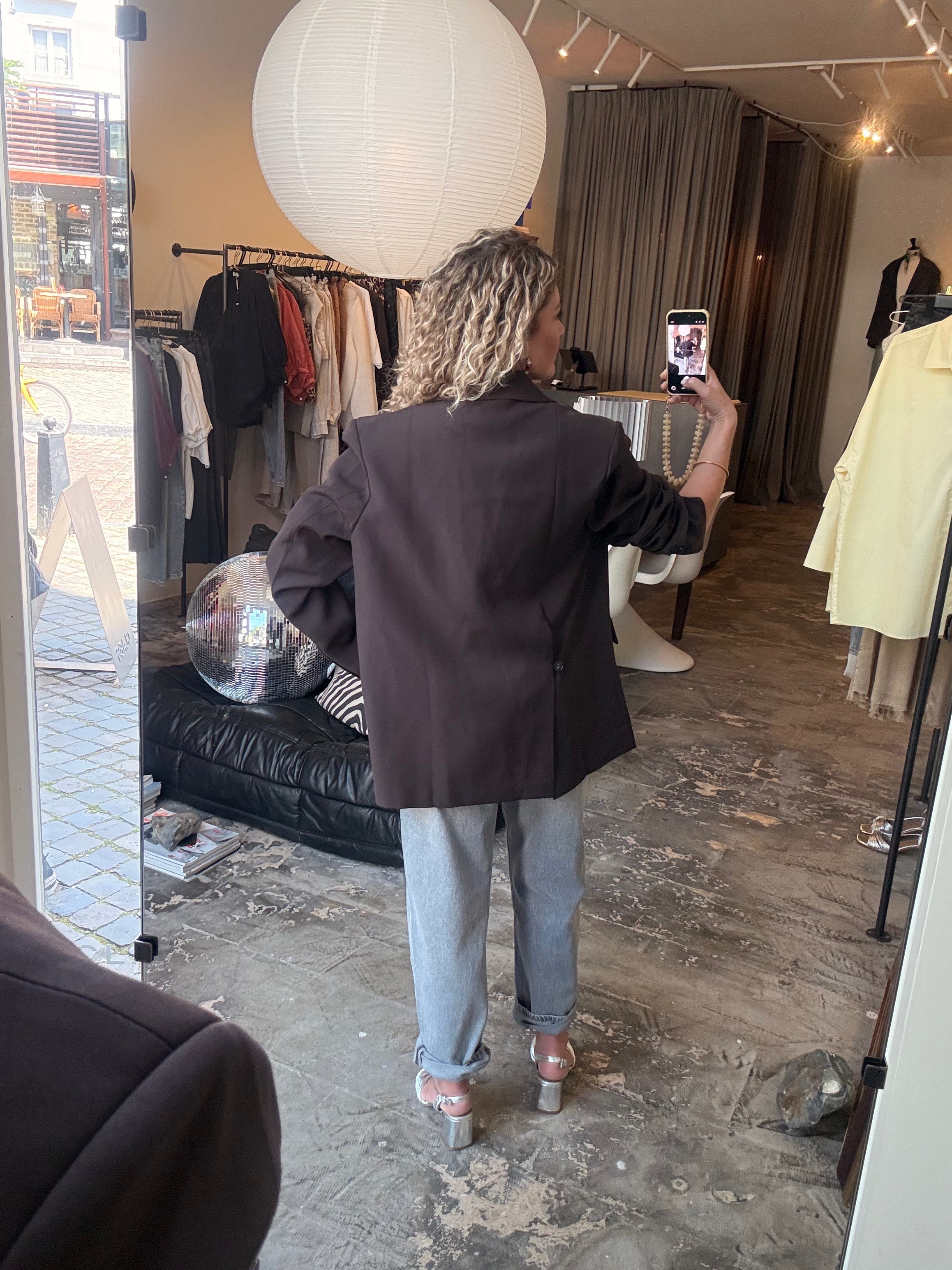 DORIS - oversized blazer donkerbruin