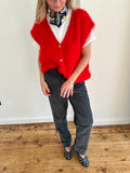 FLEUR - gilet mohair wijd rood
