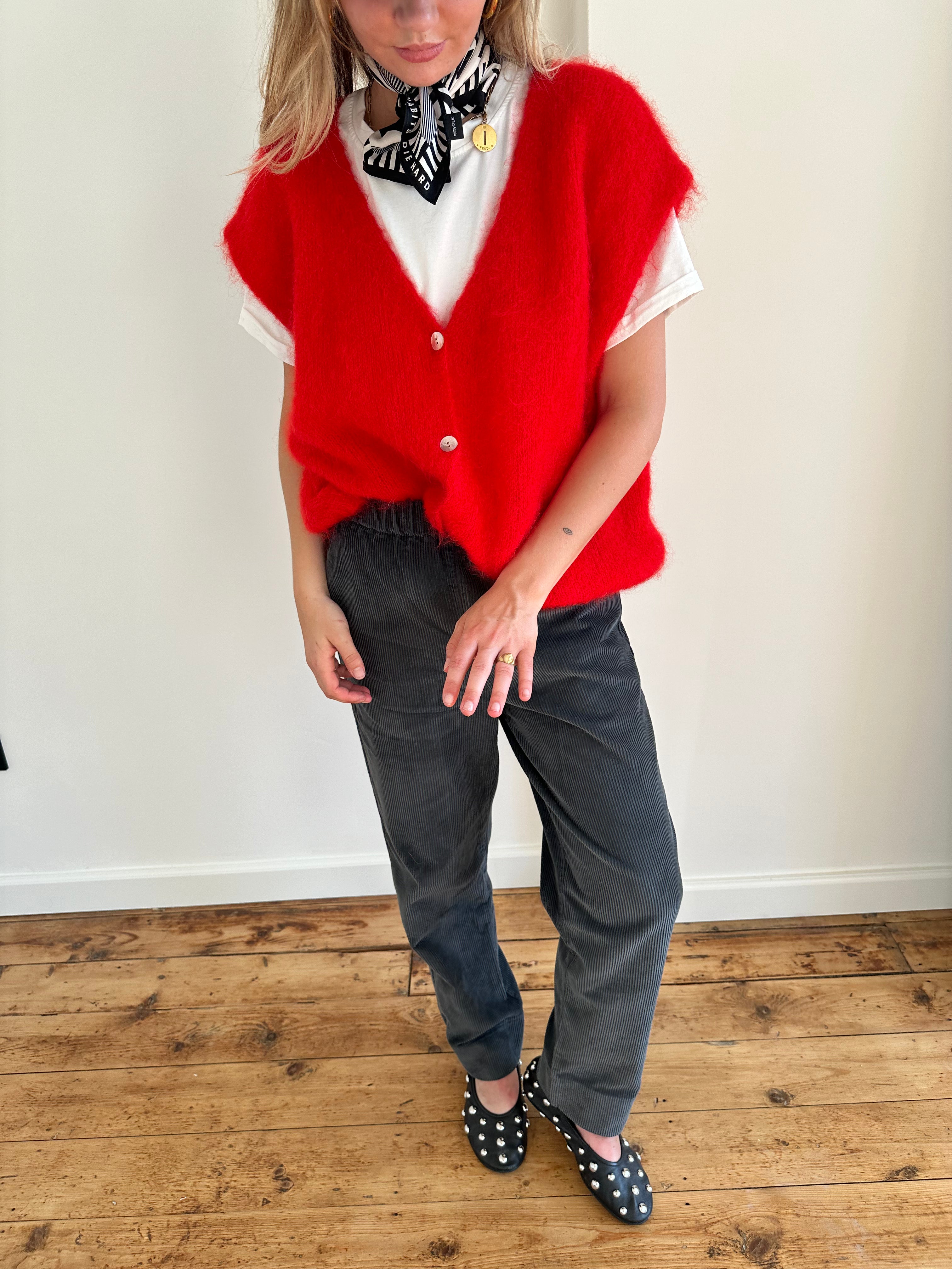 FLEUR - gilet mohair wijd rood