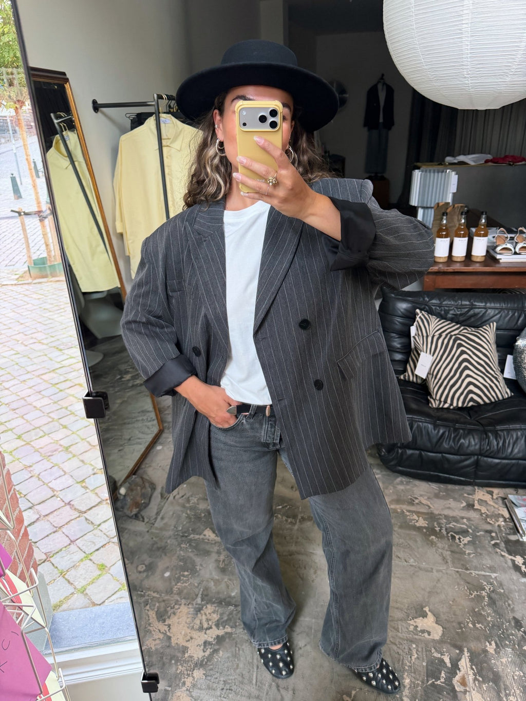 COCO - oversized blazer grijs gestreept - CLAES