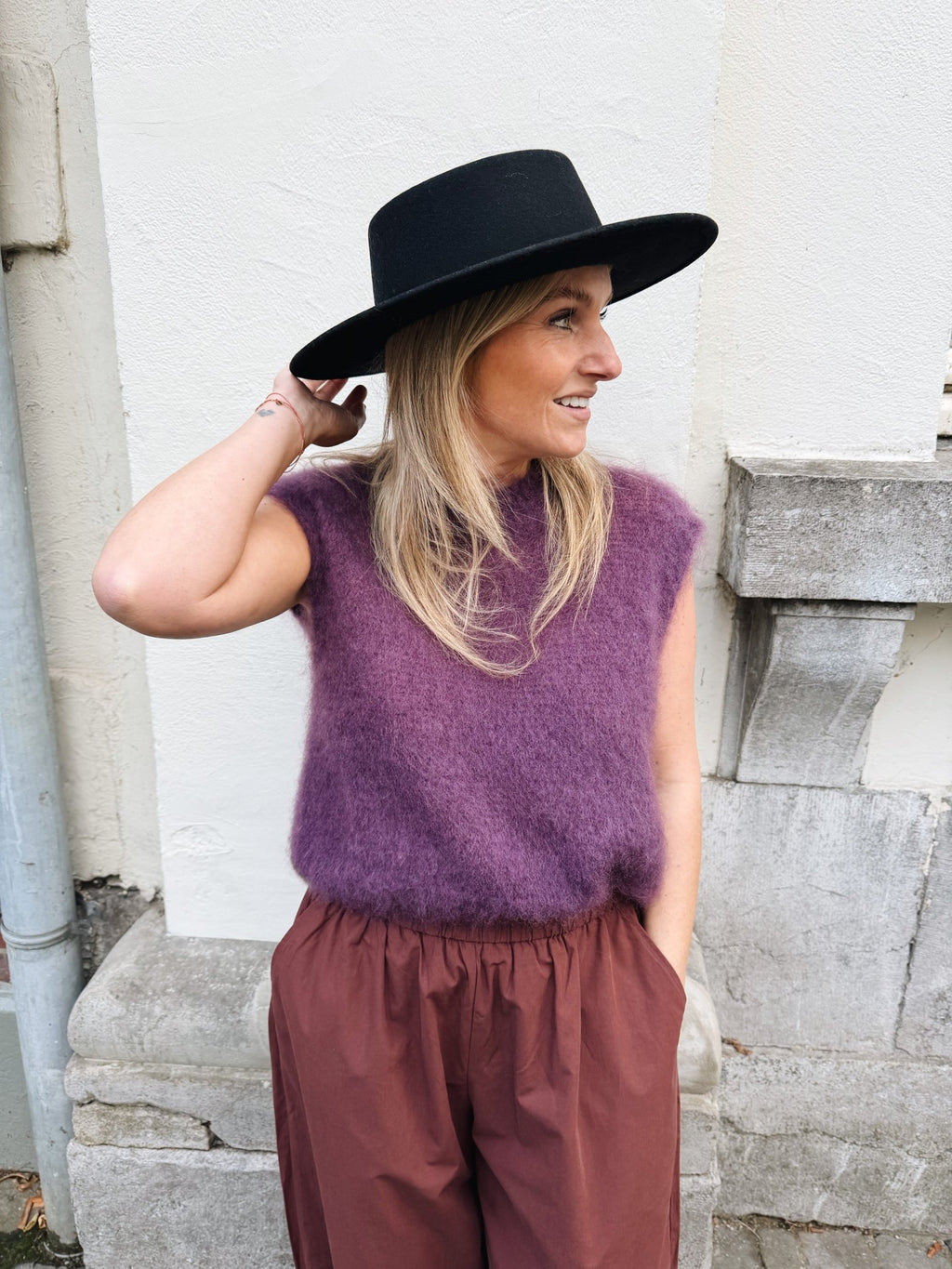 FIENE - mohair gilet paars - CLAES