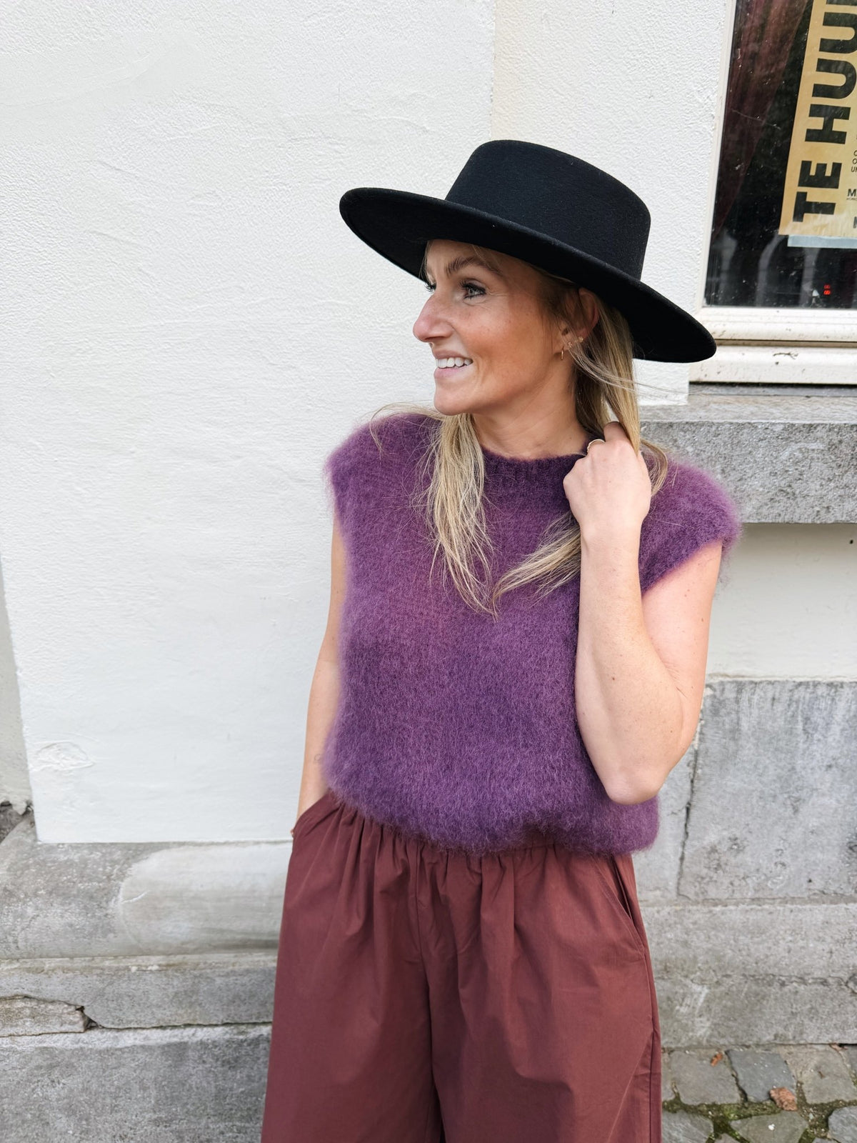 FIENE - mohair gilet paars - CLAES