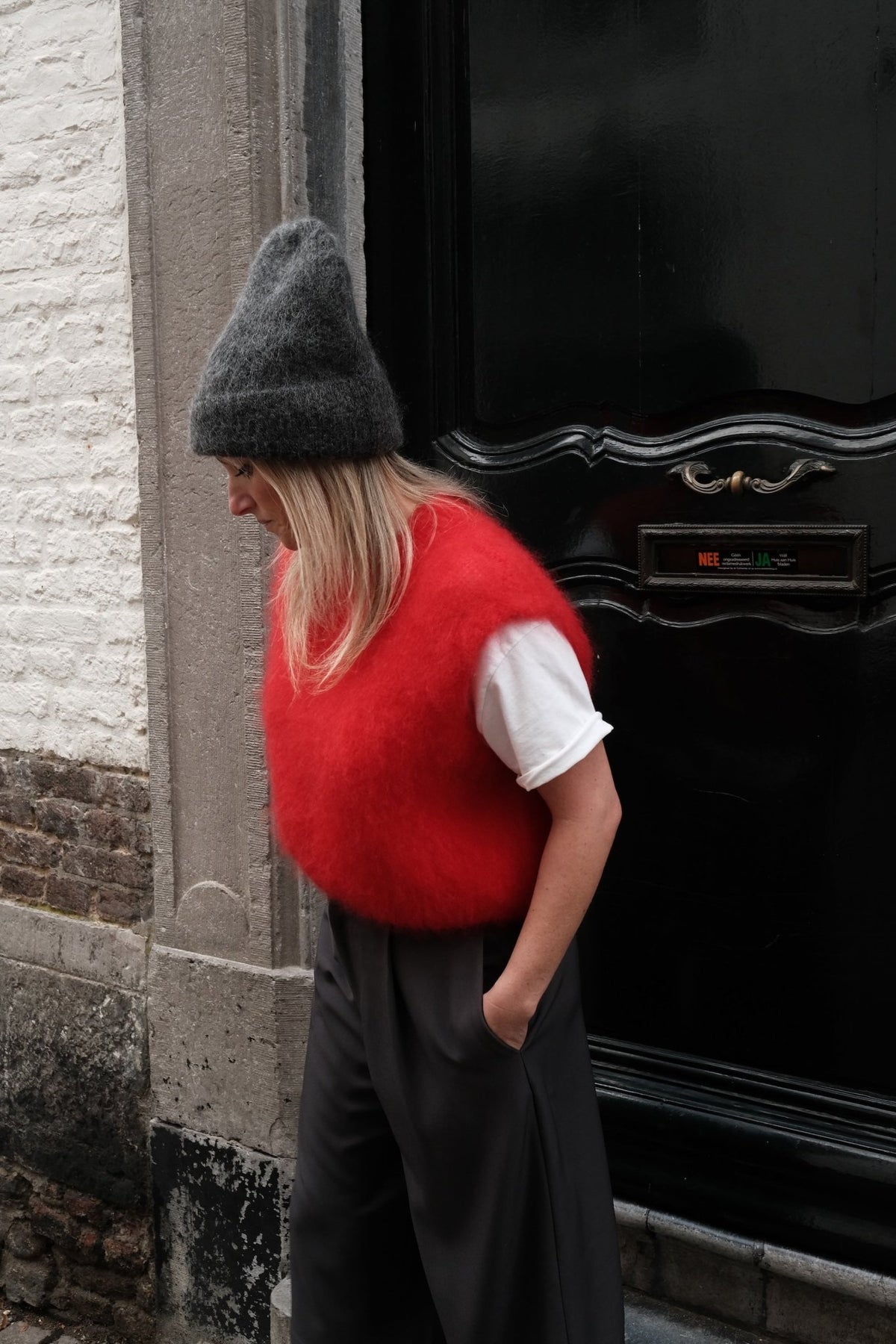 FIENE - mohair gilet rood - CLAES