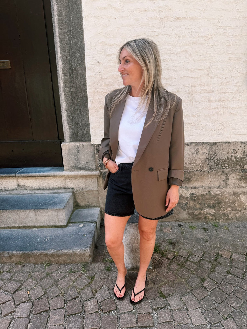 FRENKIE - oversized blazer khaki - CLAES
