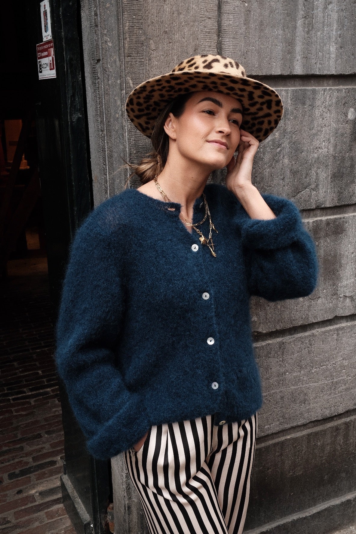 LOU - kidmohair vest donkerblauw - CLAES