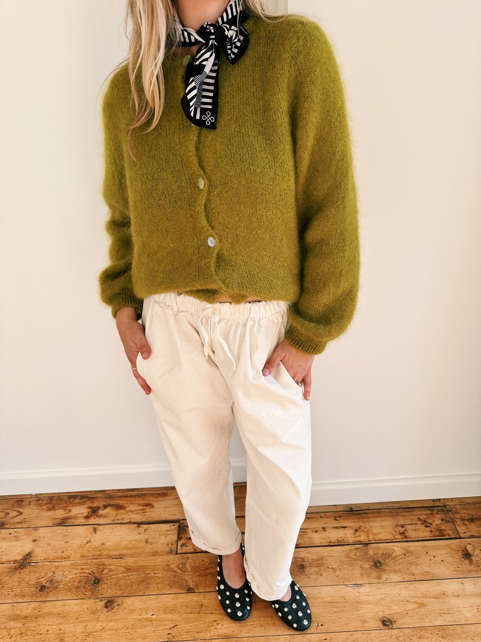LOU - kidmohair vest mosgroen - CLAES