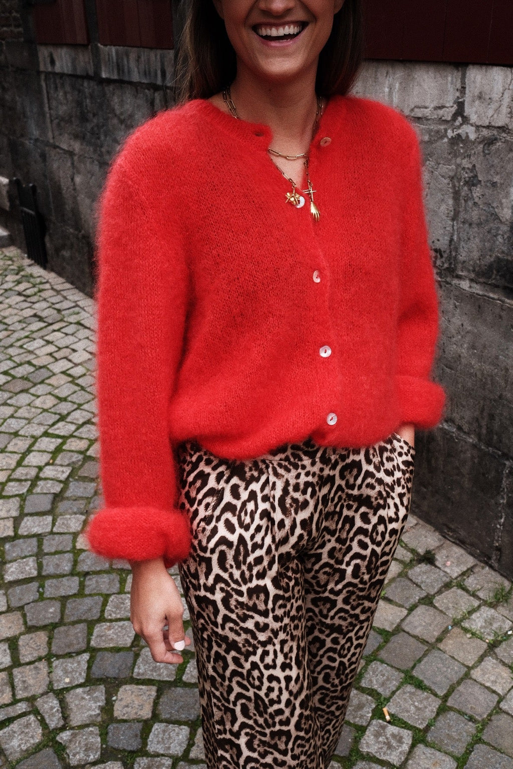 LOU - kidmohair vest rood - CLAES