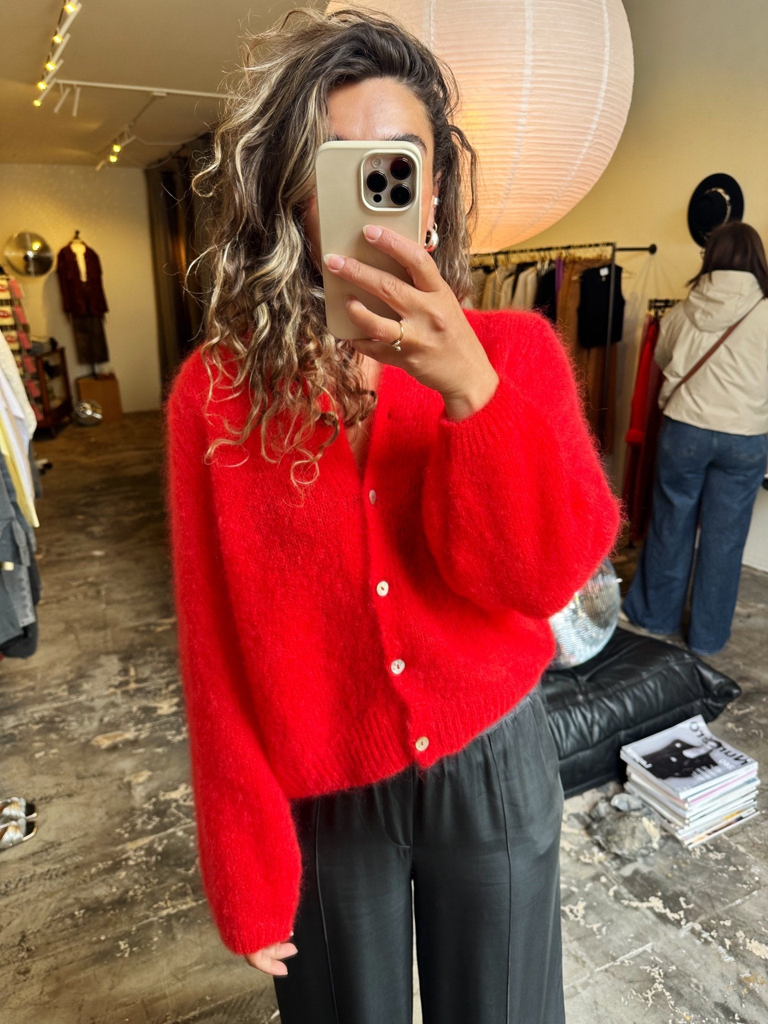 LOU - kidmohair vest rood - CLAES