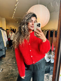 LOU - kidmohair vest rood - CLAES