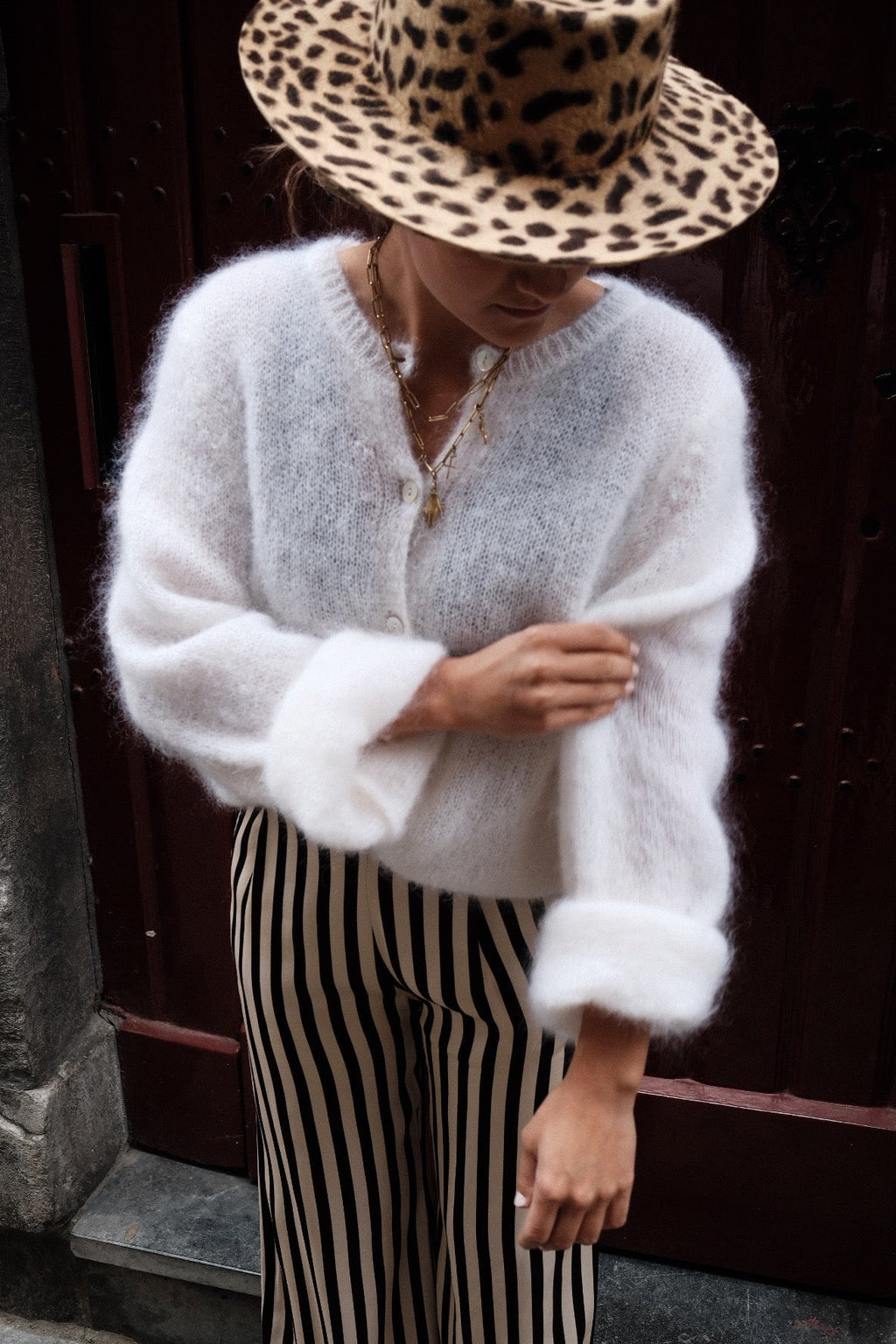LOU - kidmohair vest wit/ecru - CLAES