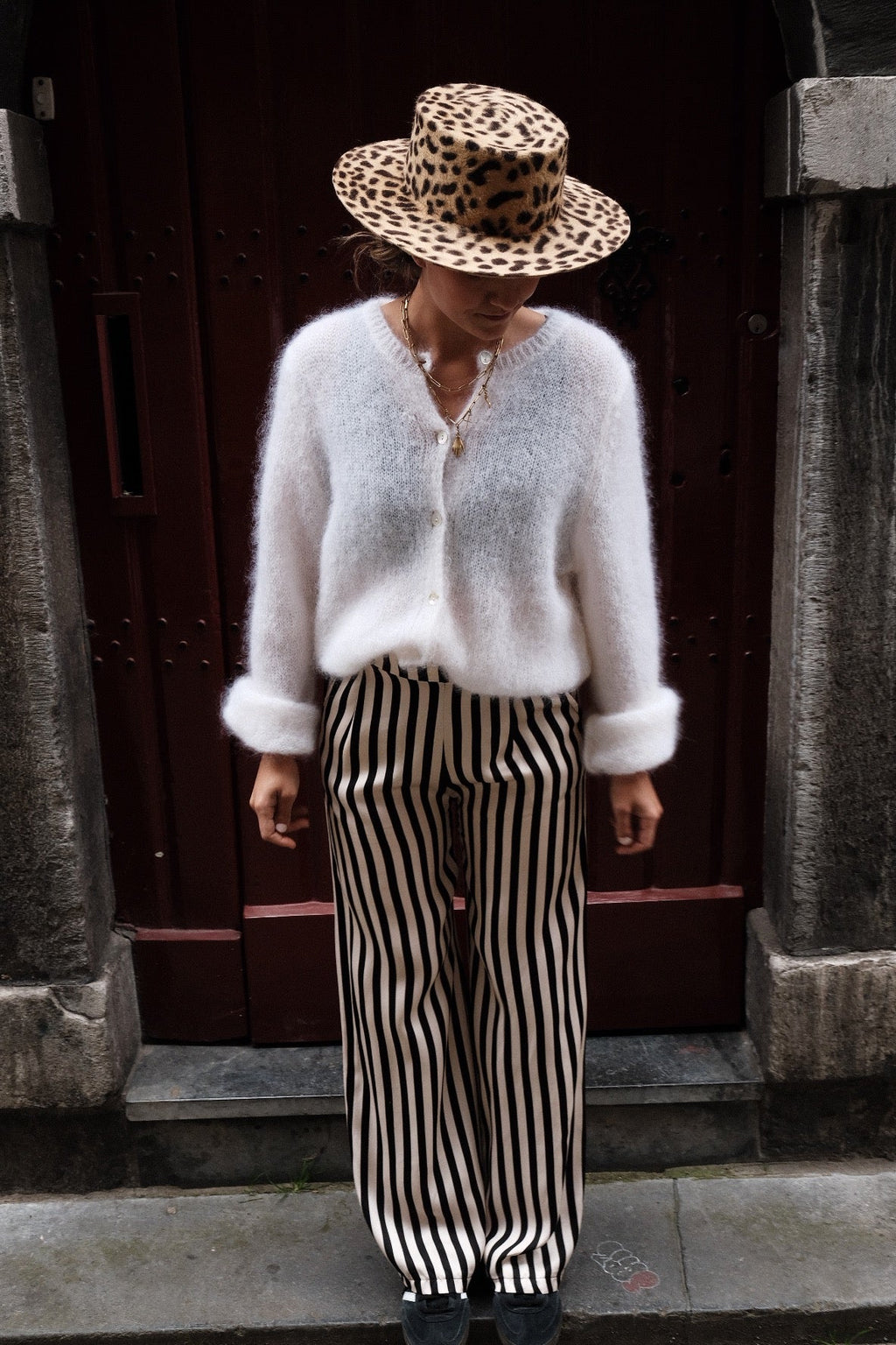 LOU - kidmohair vest wit/ecru - CLAES