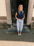 NOL - top met schoudervulling donkerblauw - CLAES