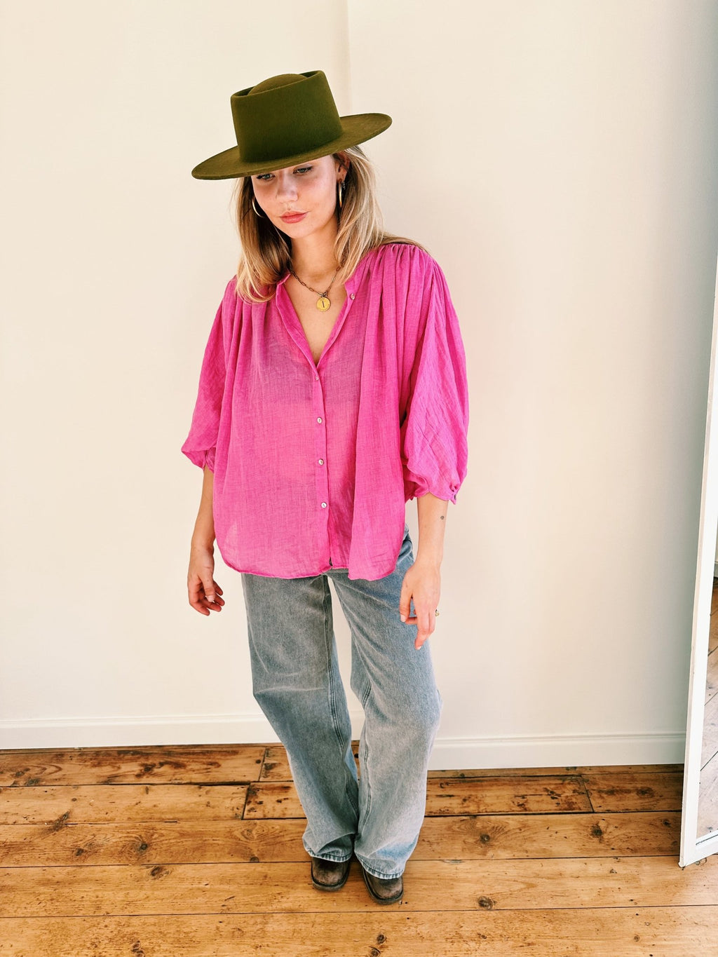 OZE - blouse met wijde mouw cherry - CLAES