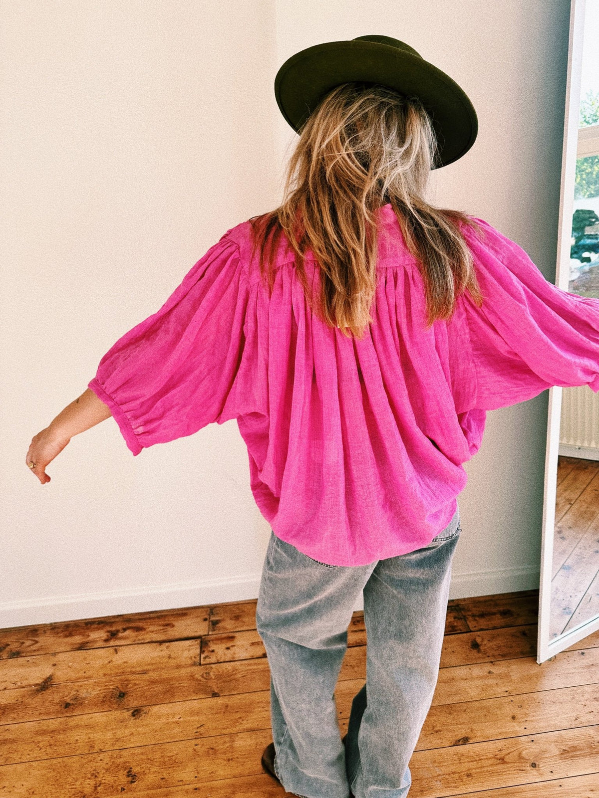 OZE - blouse met wijde mouw cherry - CLAES