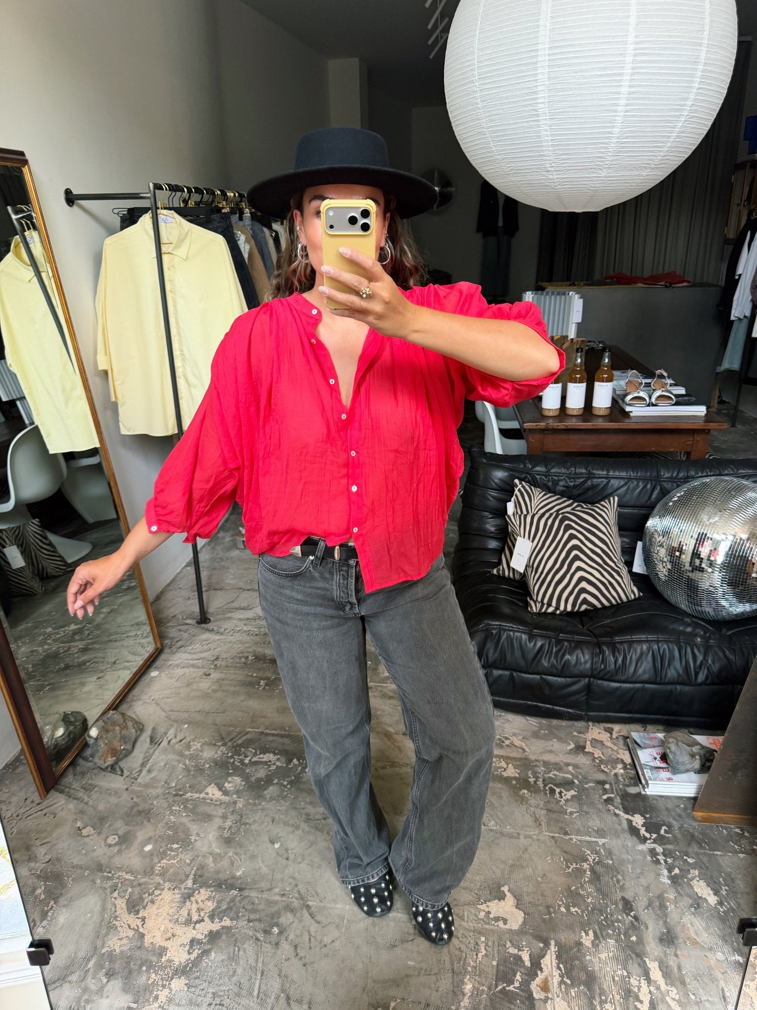 OZE - blouse met wijde mouw rood - CLAES