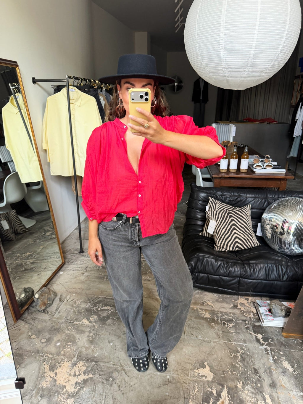 OZE - blouse met wijde mouw rood - CLAES