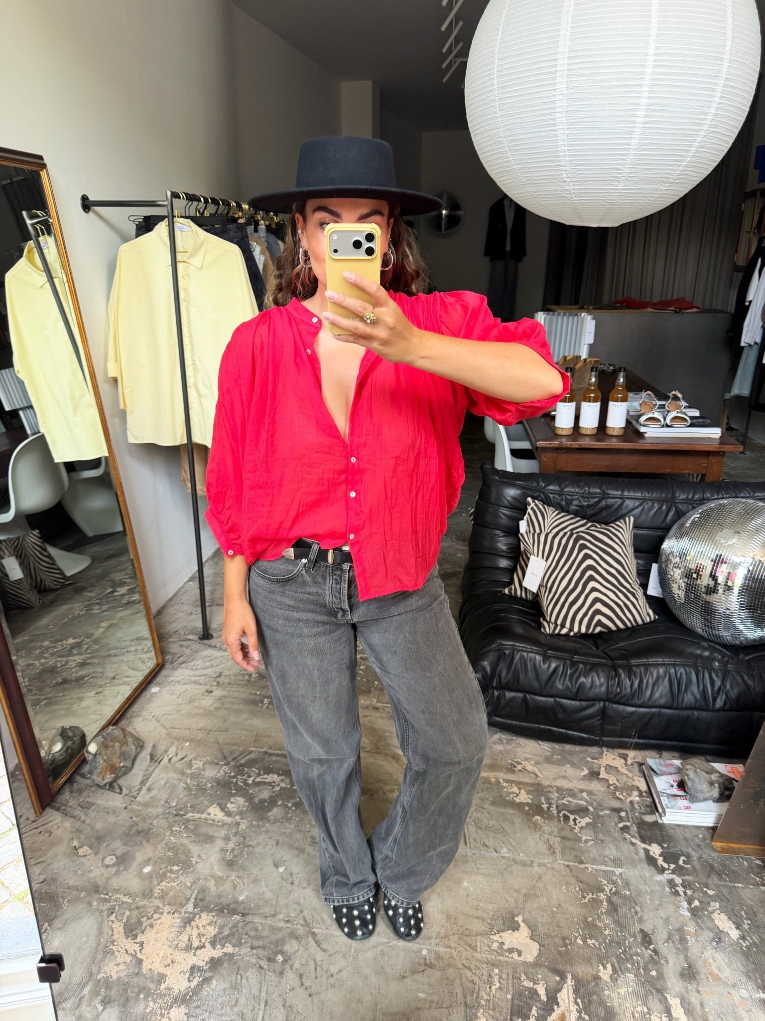 OZE - blouse met wijde mouw rood - CLAES