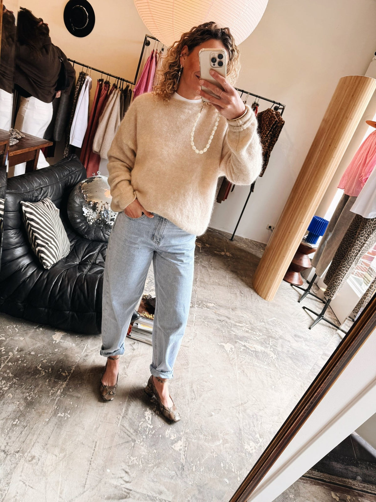ROOS - dunnere mohair trui ecru/wit - CLAES