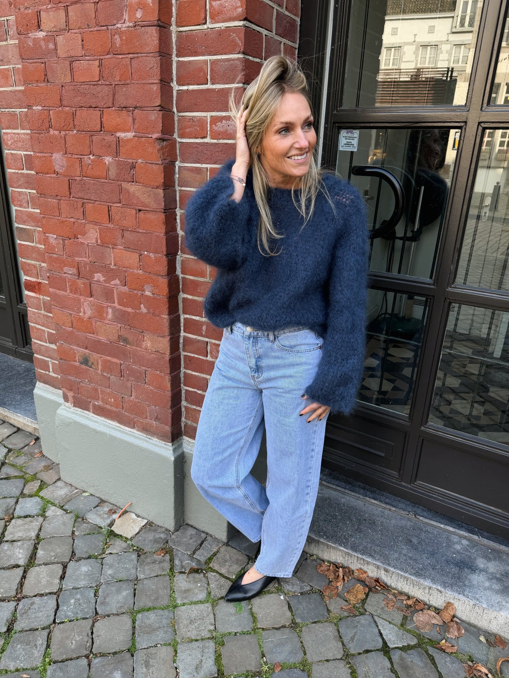 SIMME - mohair trui donkerblauw - CLAES
