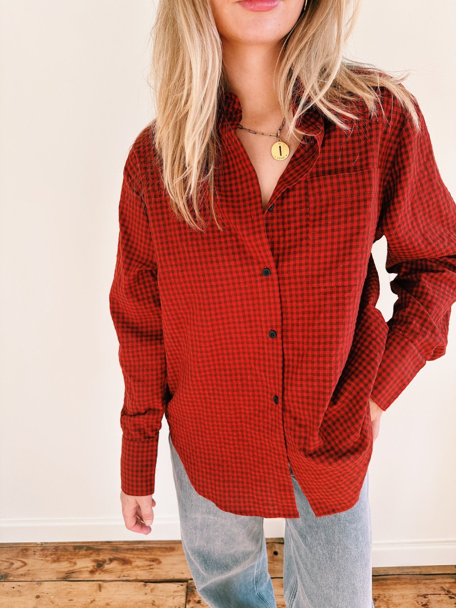 SJOERD - blouse ruit rood - CLAES